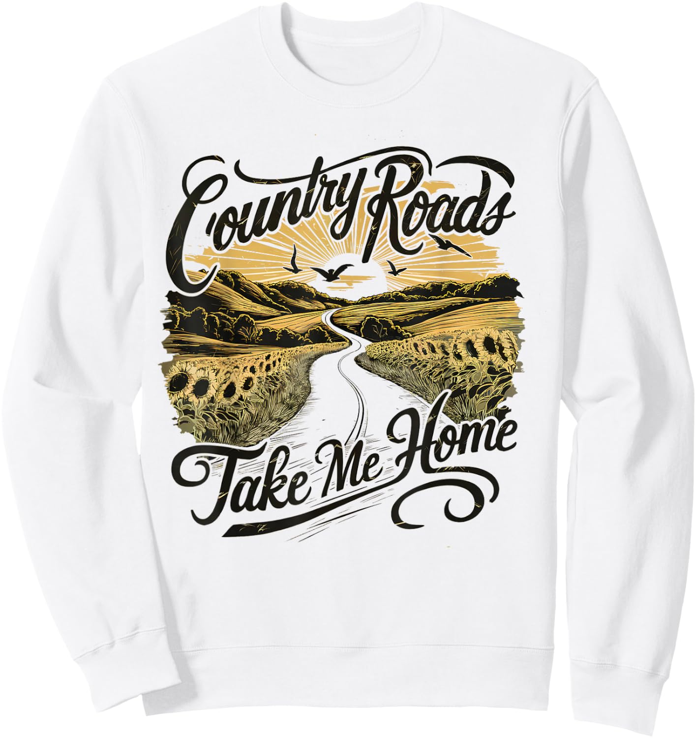 Camping Hiking Mountain Country Roads Take Me Home Sweatshirt - Sweatshirt | White
