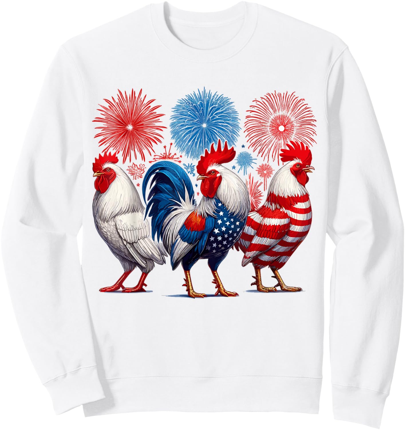 Chicken USA Flag Patriotic Chicken 4th of July Sweatshirt - Sweatshirt | White