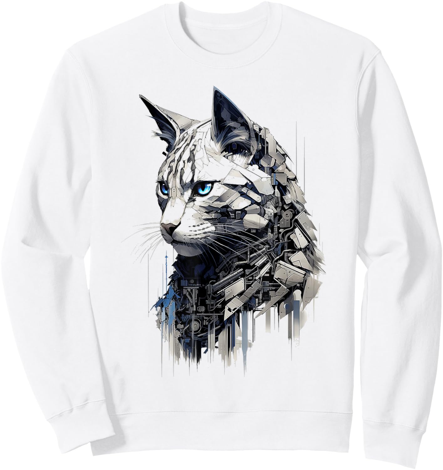 Cat Abstract Pet Drawing Artwork Animal Cat Women Kids Sweatshirt - Sweatshirt | White