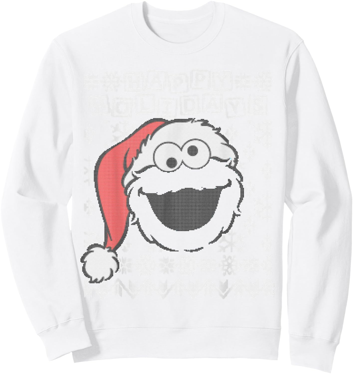 Sesame Street Cookie Monster Ugly Christmas Sweatshirt - Sweatshirt | White