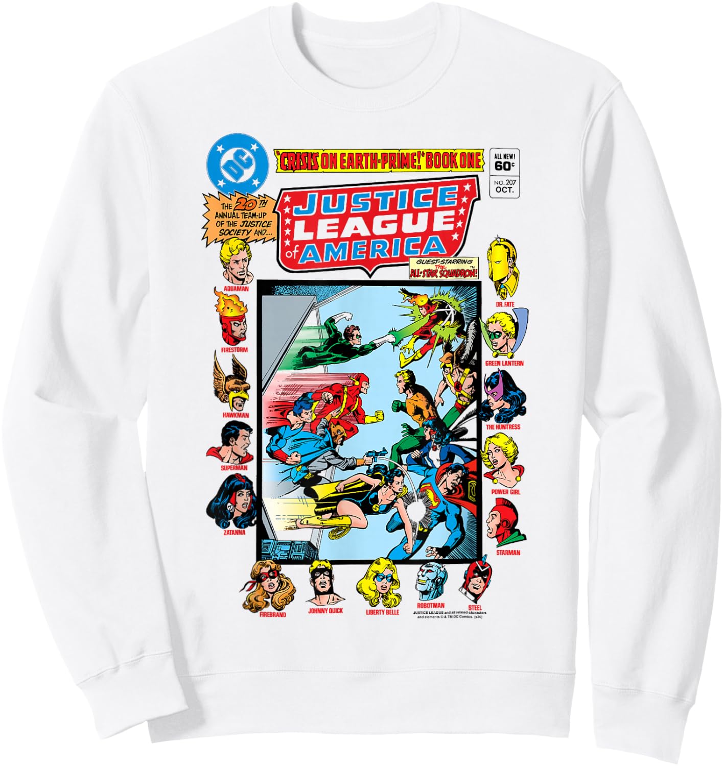 DC Comics Justice League Crisis On Earth Comic Cover Small Sweatshirt - Sweatshirt | White