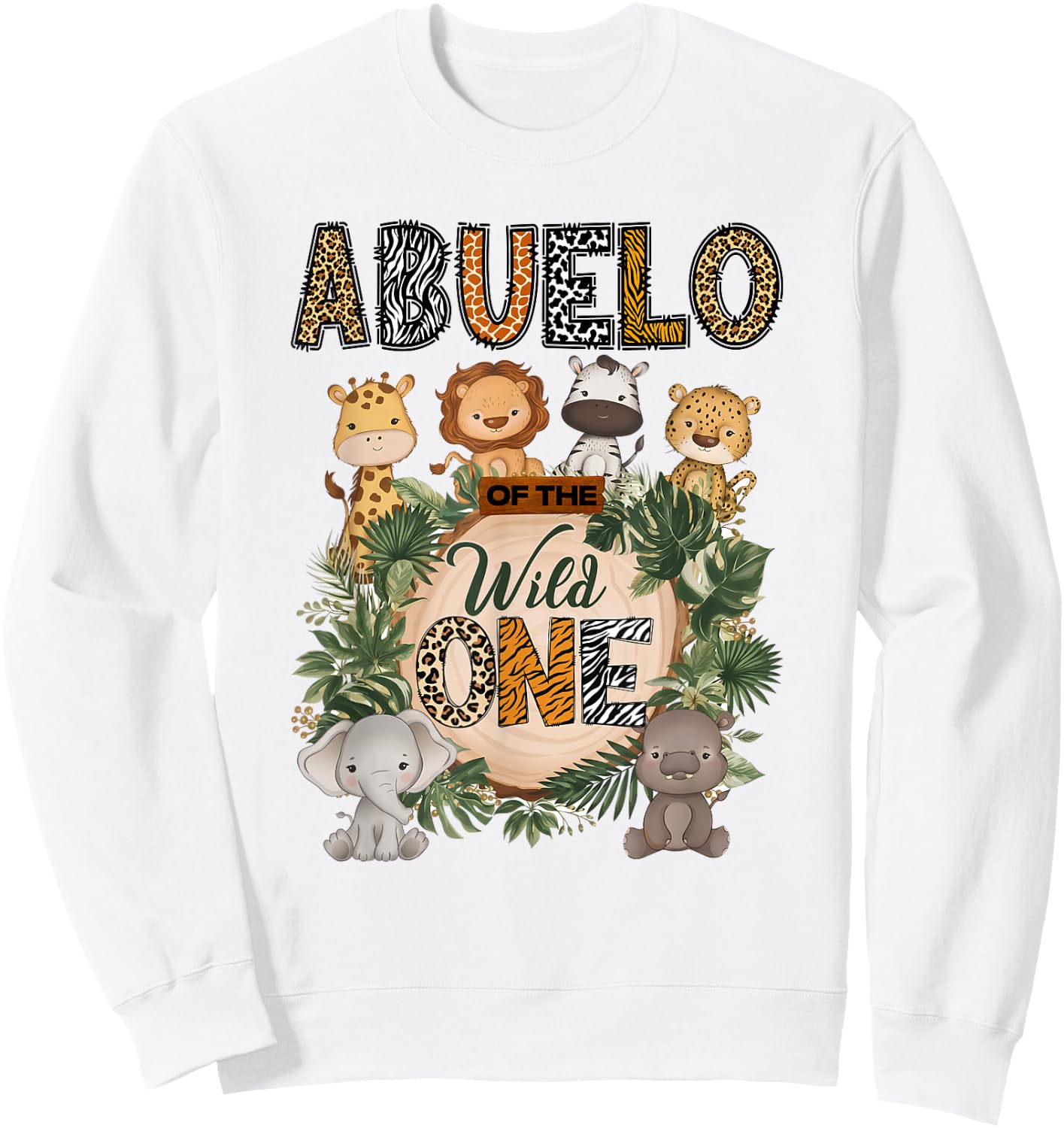 Abuelo of The Wild One 1St Birthday Kids Safari Jungle Sweatshirt - Sweatshirt | White