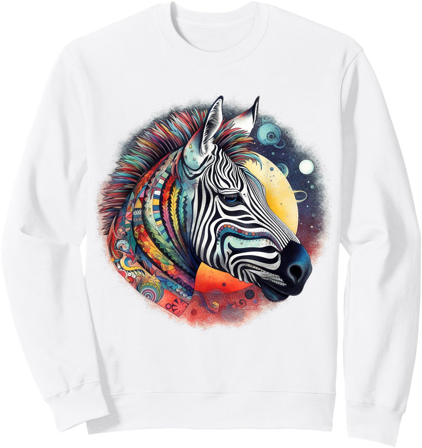 Zebra Colourful Art Animal Zoo Zebra Sweatshirt - Sweatshirt | White