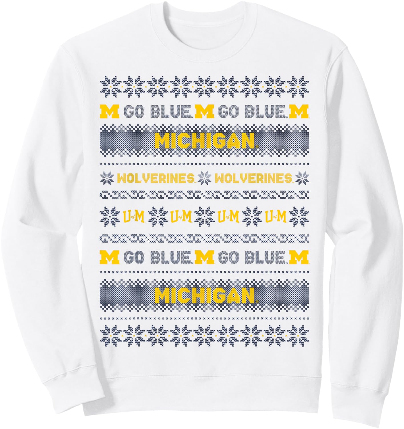University of Michigan Wolverines U of M Ugly Christmas Sweatshirt - Sweatshirt | White