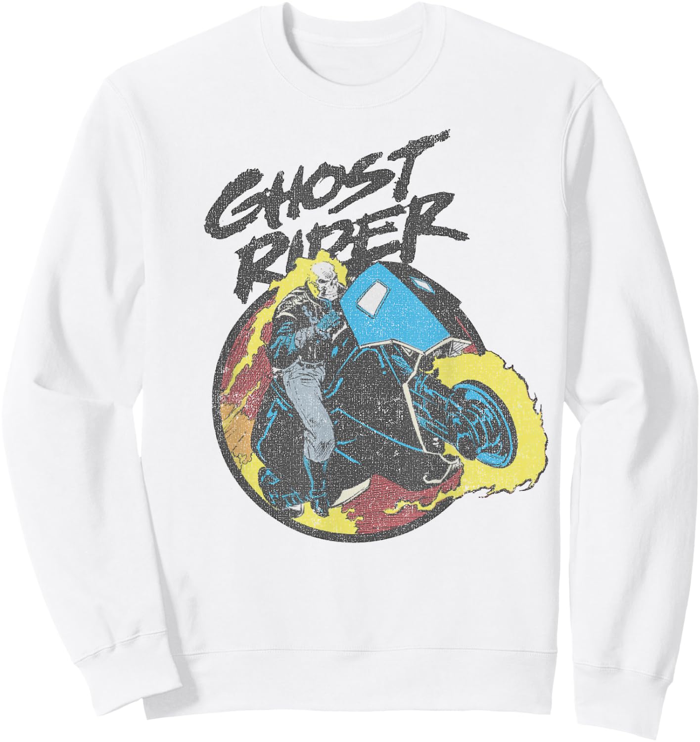 Marvel Ghost Rider Circle Portrait Action Shot Sweatshirt - Sweatshirt | White