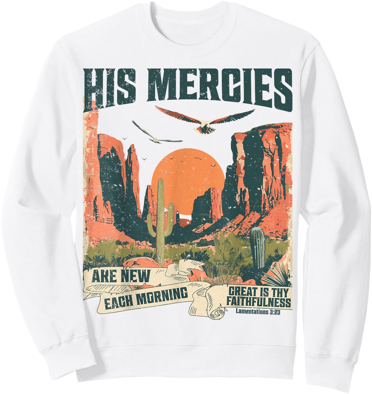 Boho Christian Verse Jesus Faith Based His Mercies Are New Sweatshirt - Sweatshirt | White