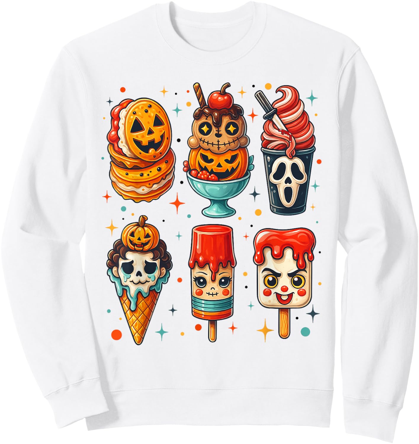 Horror Movie Summer Popsicle Halloween Ice Cream Summerween Sweatshirt - Sweatshirt | White