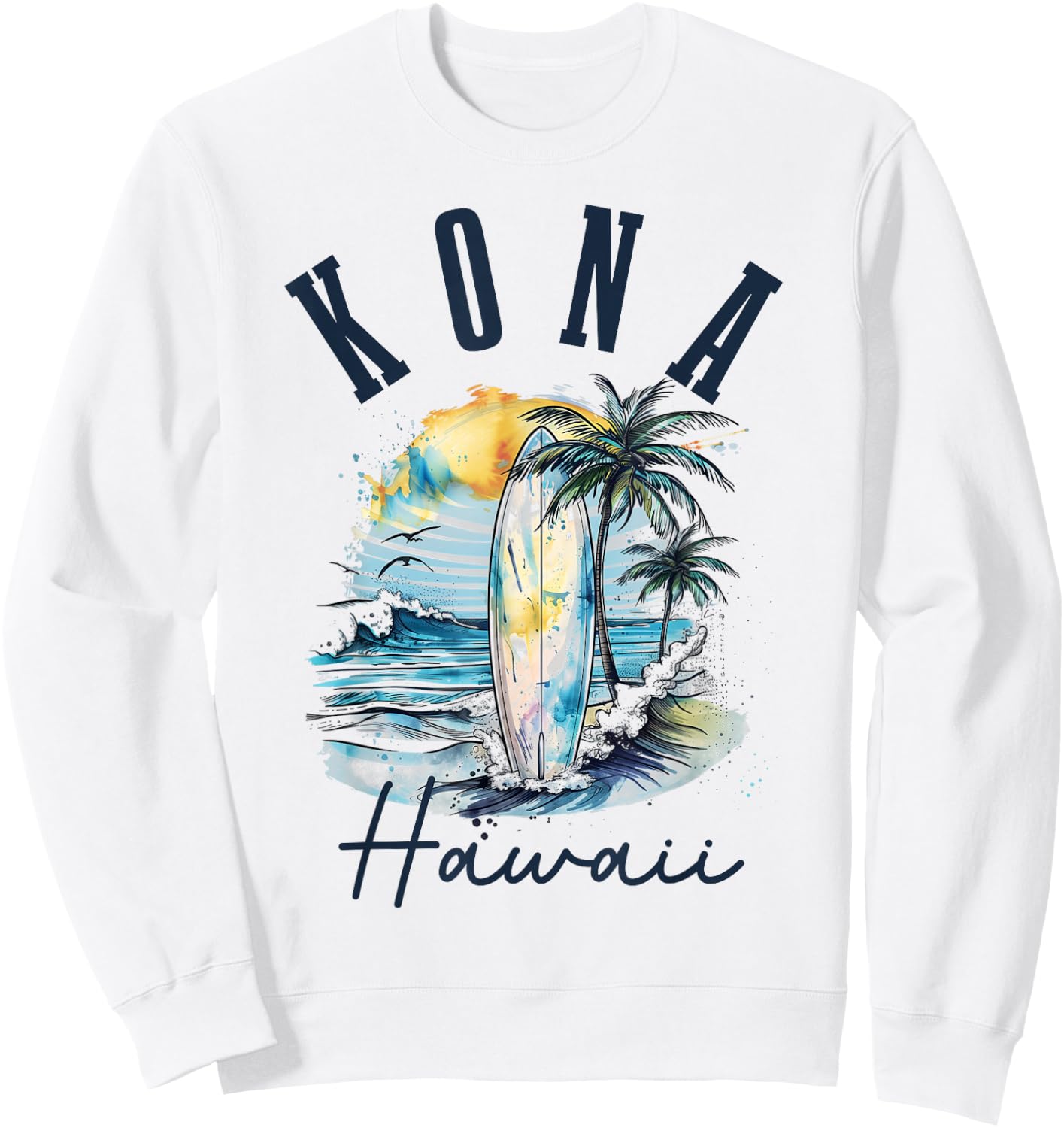 Kona Hawaii Hawaiian Surf Vintage Surfer Surfer Sweatshirt - Sweatshirt | White