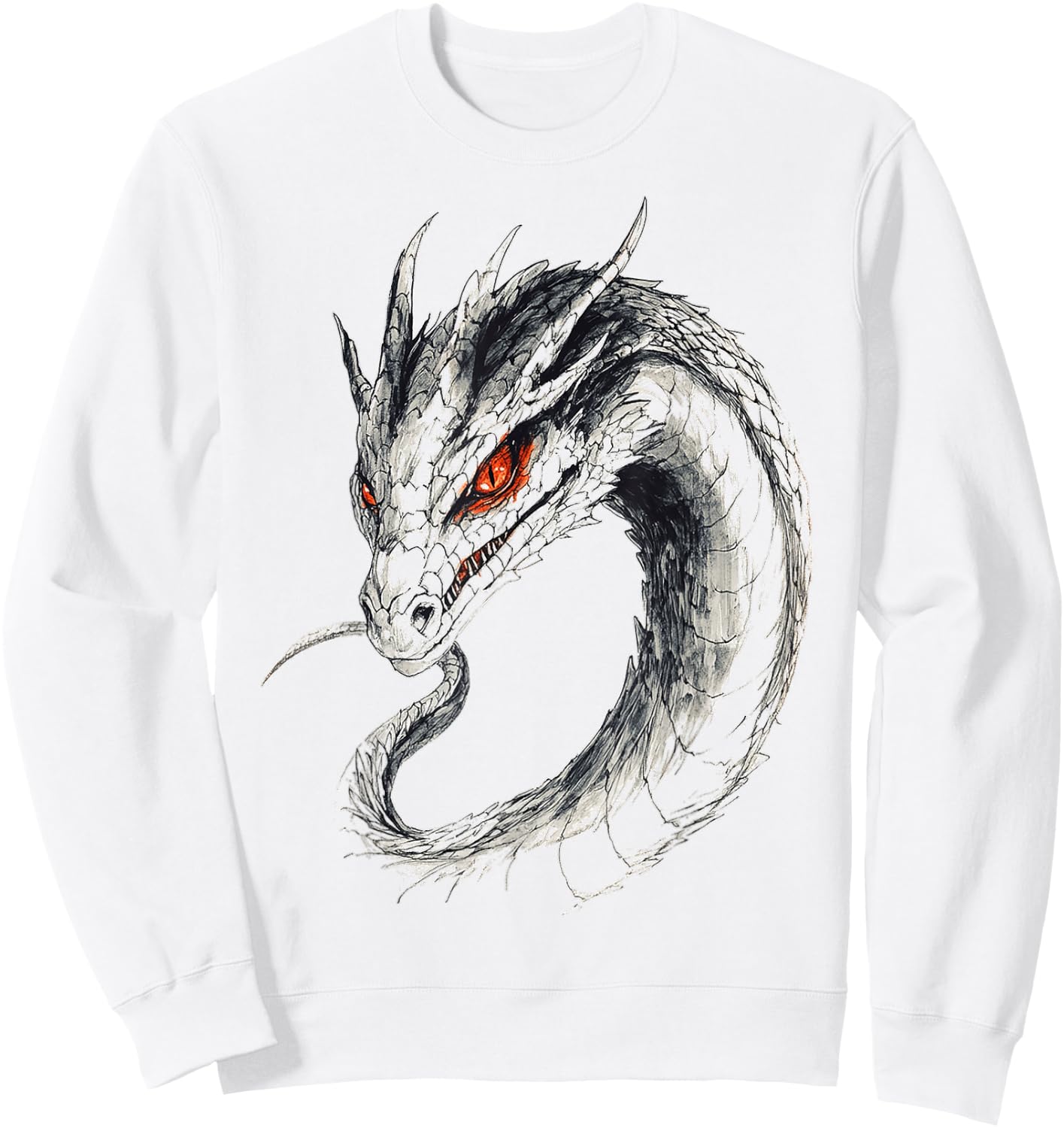 Basilisk Mythical Graphic Fantasy Illustration Basilisk Sweatshirt - Sweatshirt | White