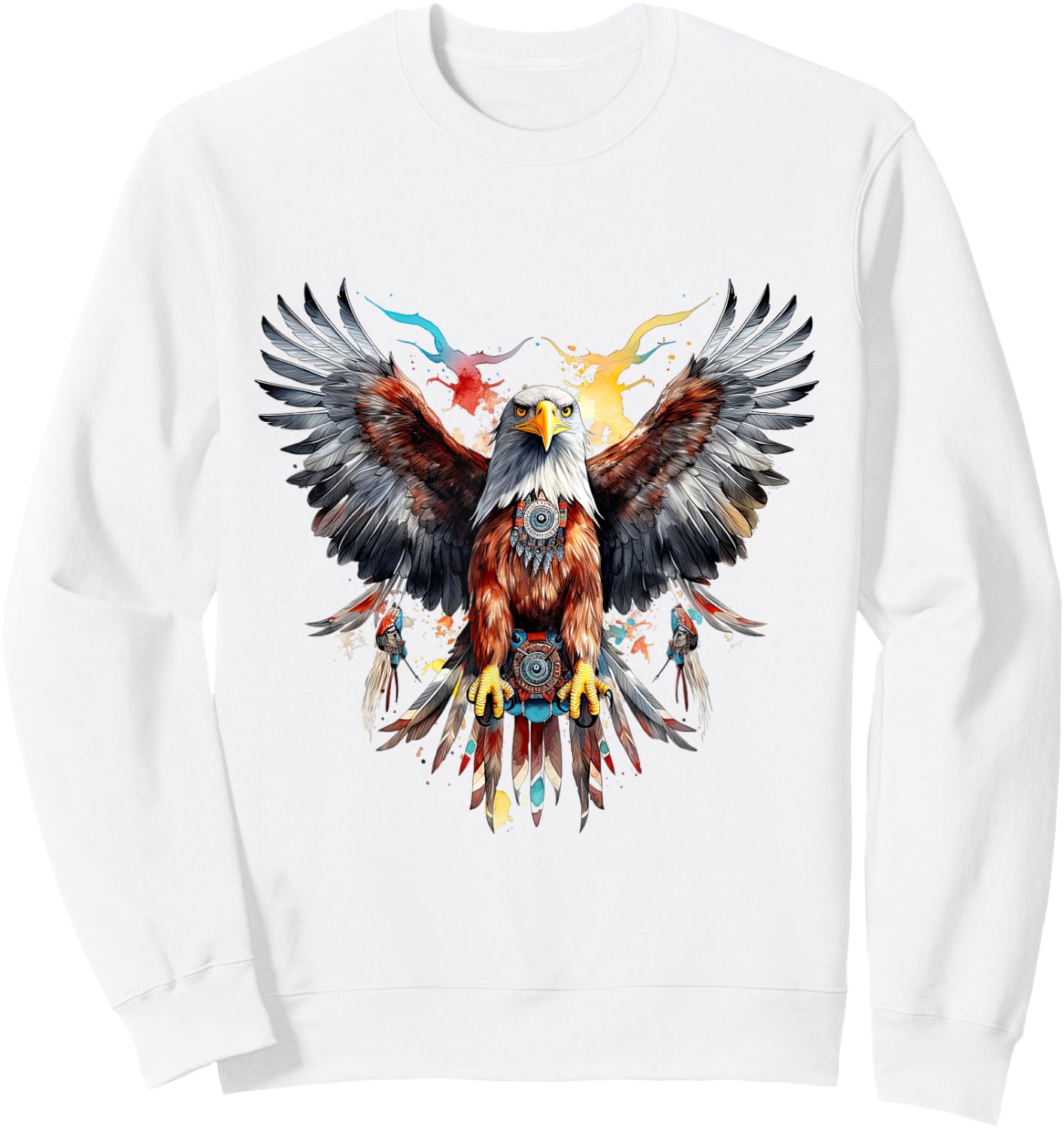 Native American Wild Eagle Sweatshirt - Sweatshirt | White