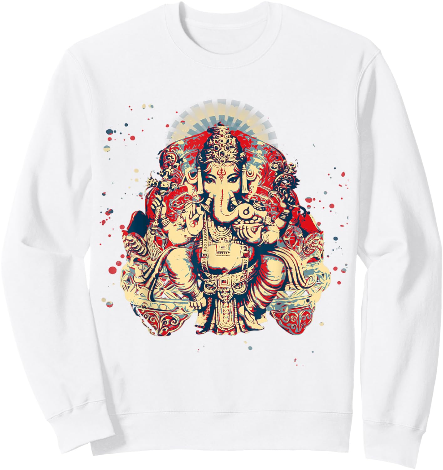 Yoga Shirts Spiritual Hindu God Ganesha Meditation Sweatshirt - Sweatshirt | White