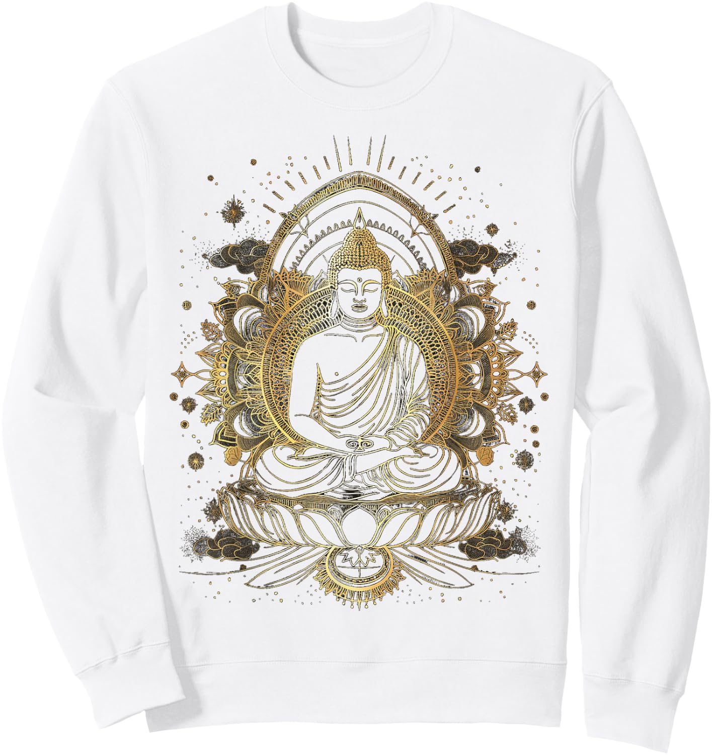 Golden Buddha Yoga Meditation Spiritual in Nature Sweatshirt - Sweatshirt | White