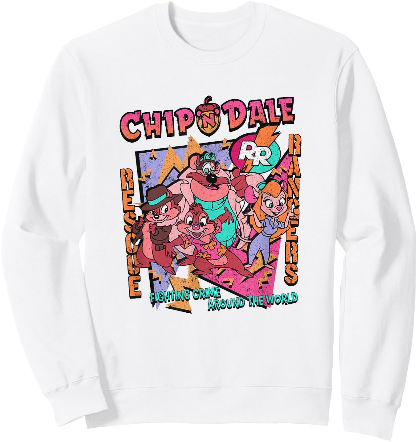 Disney Chip 'n' Dale Rescue Rangers Group Shot Retro Logo Sweatshirt - Sweatshirt | White