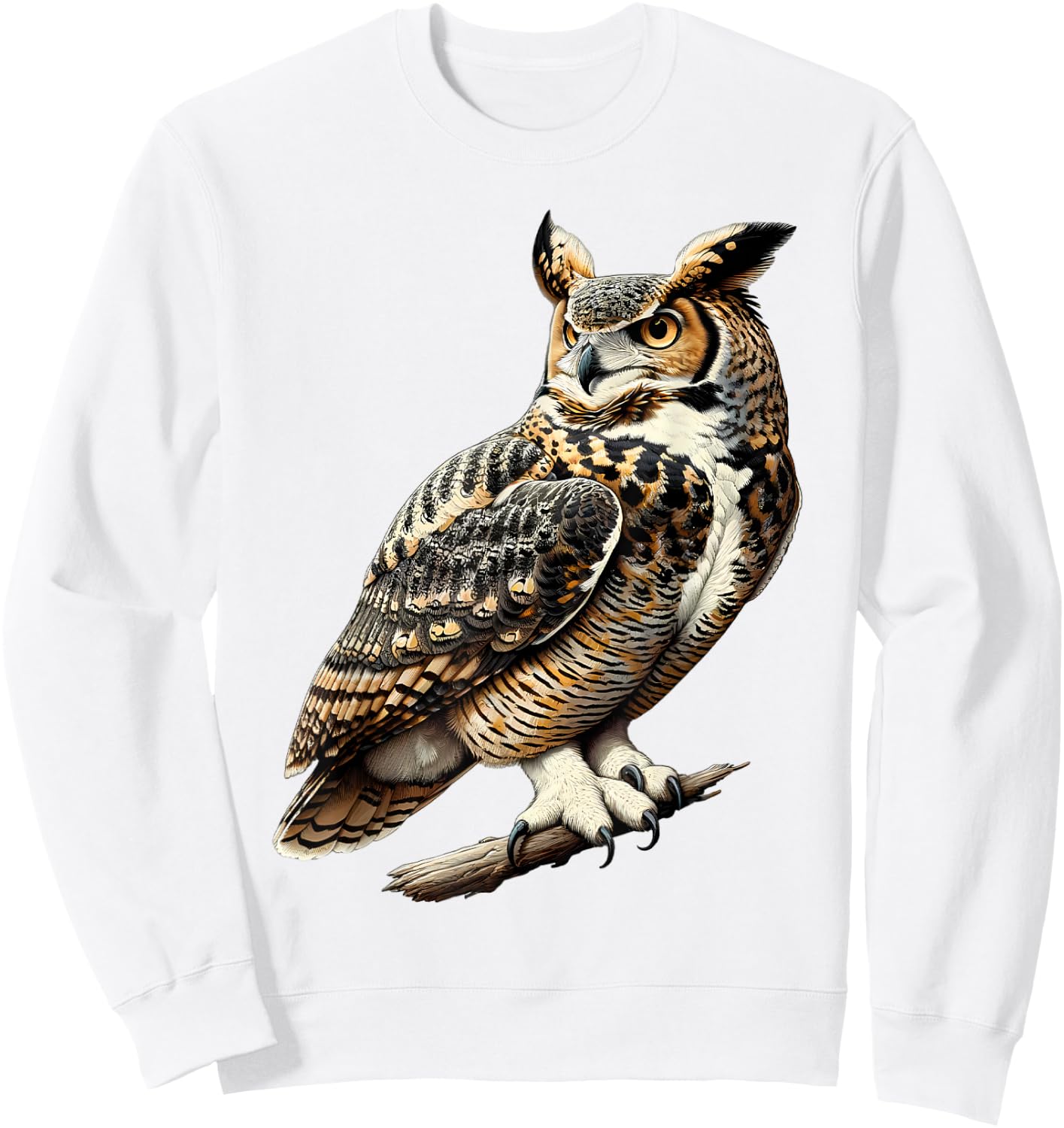 Great Horned Owl Sweatshirt - Sweatshirt | White
