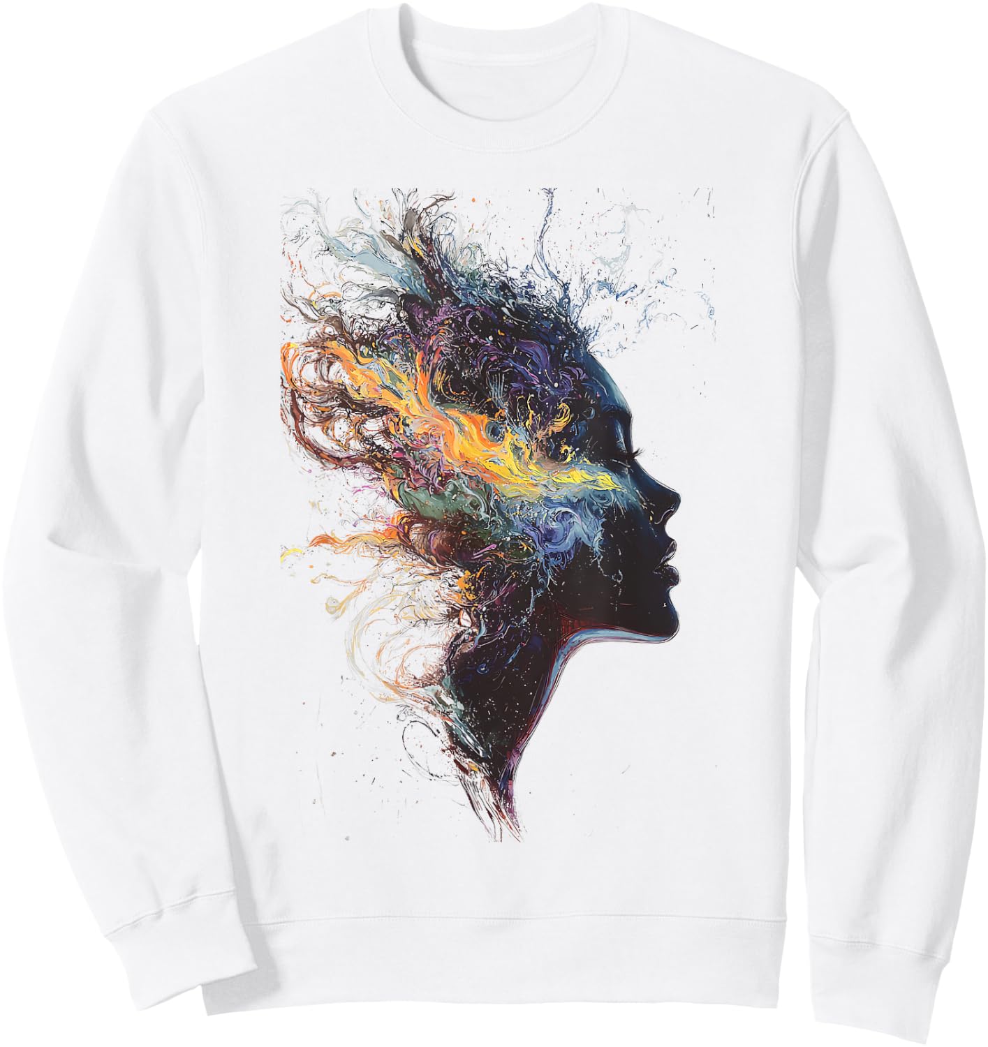 Graphic Design Artistic Colorful Abstract Woman Face Design Sweatshirt - Sweatshirt | White