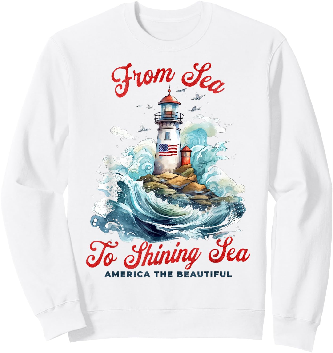 Patriotic from Sea to Shining Sea Lighthouse 4th of July Sweatshirt - Sweatshirt | White