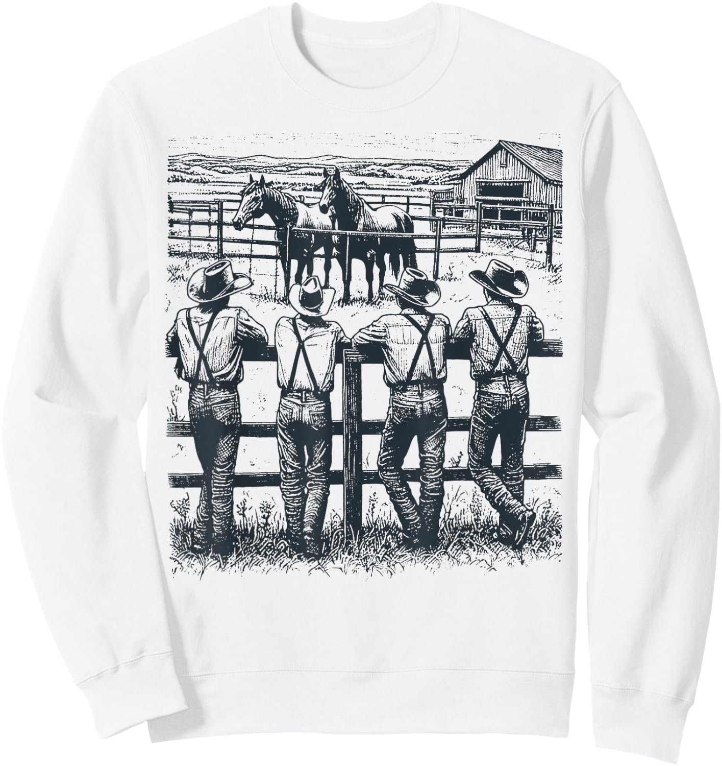 Western Country Rodeo Southern Vintage Cowboy Men Women Kid Sweatshirt - Sweatshirt | White