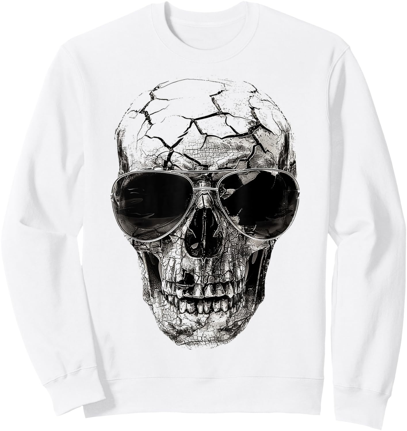 Skull Costume Halloween Spooky Sunglasses Art Skull Sweatshirt - Sweatshirt | White