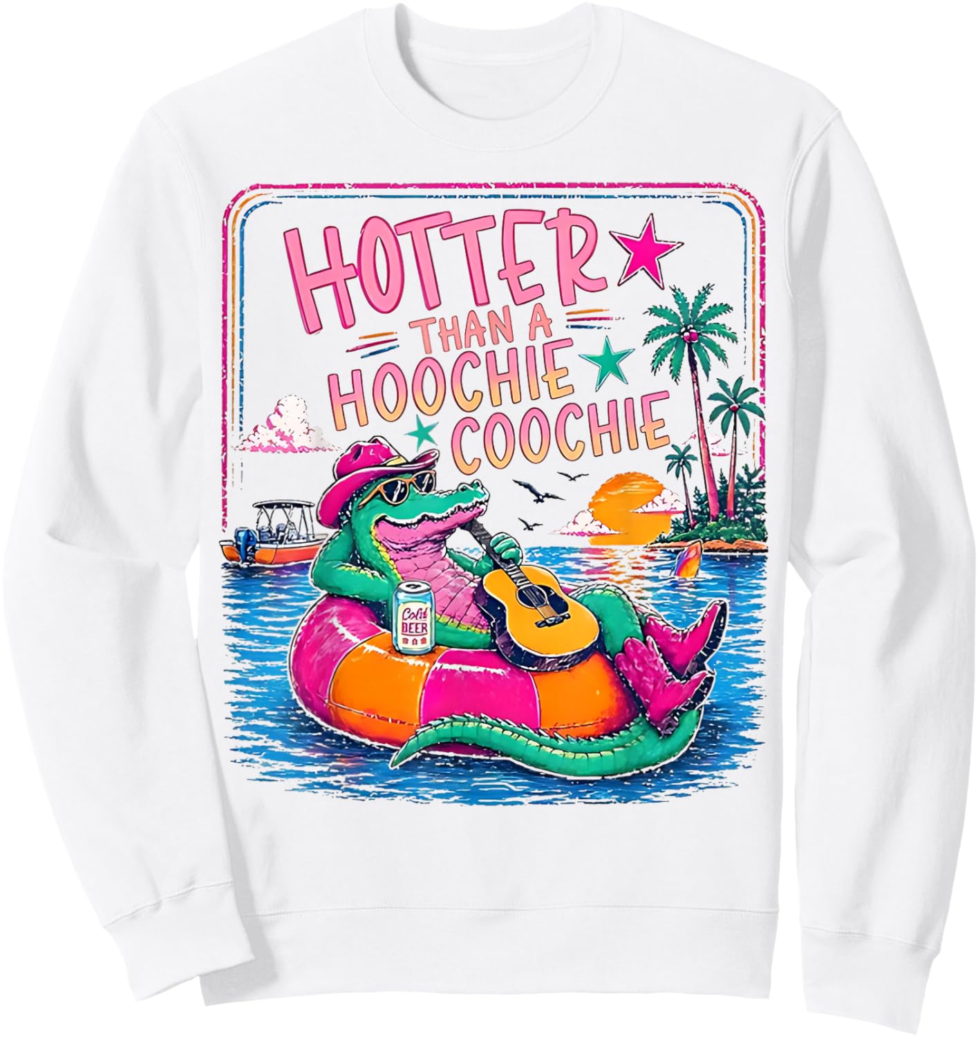 Hotter Than A Hoochie Coochie Funny Gator Summer Alligator Sweatshirt - Sweatshirt | White