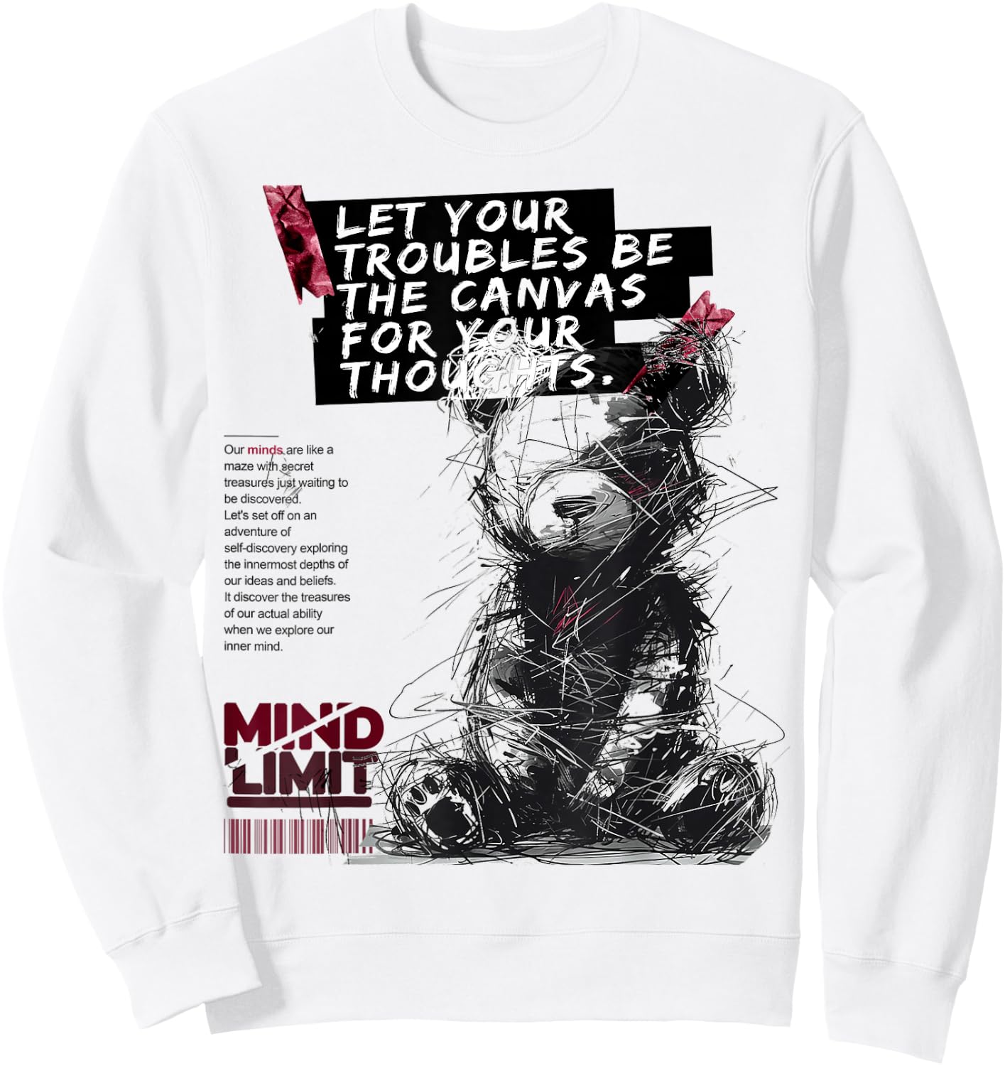 Bear | Frontprint | Art Graphic Animal Motif Artwork Bear Sweatshirt - Sweatshirt | White