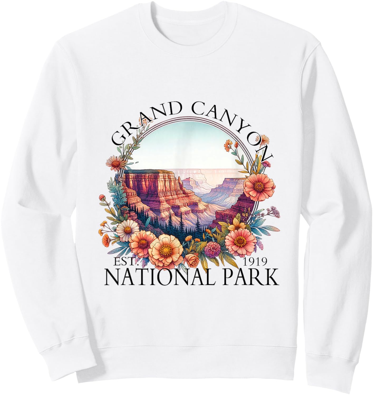 Floral Grand Canyon National Park Hiking Camping Outdoor Sweatshirt - Sweatshirt | White