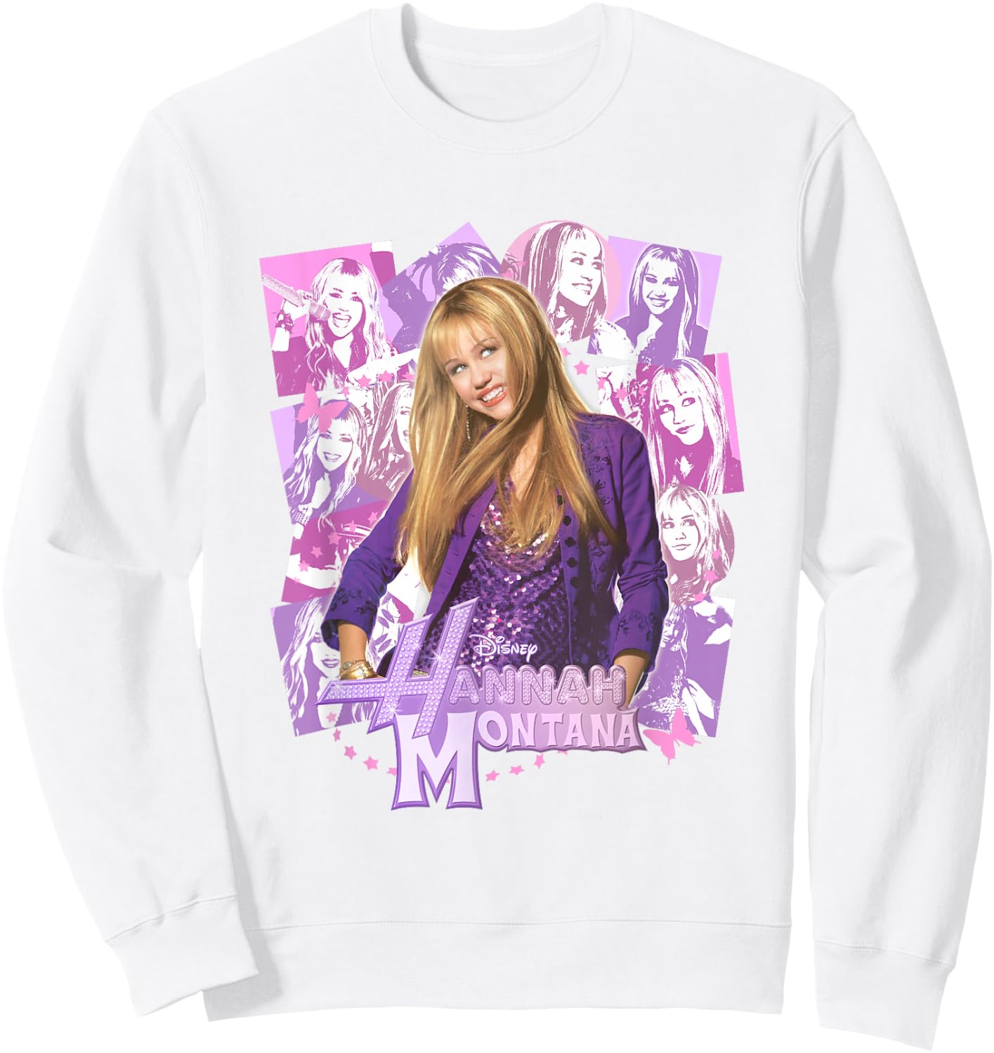 Disney Hannah Montana Epic Iconic Collage Big Chest Poster Sweatshirt - Sweatshirt | White