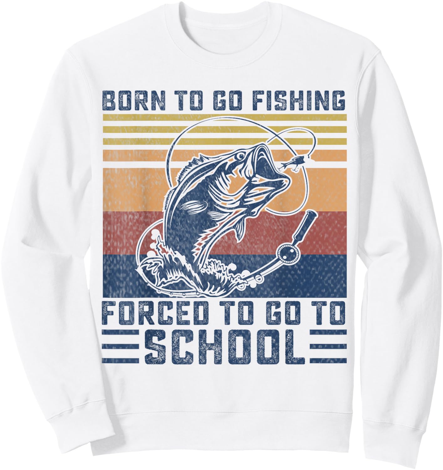 Funny Born to Go Fishing Bass Fish Fisherman Boys Kids Small Sweatshirt - Sweatshirt | White
