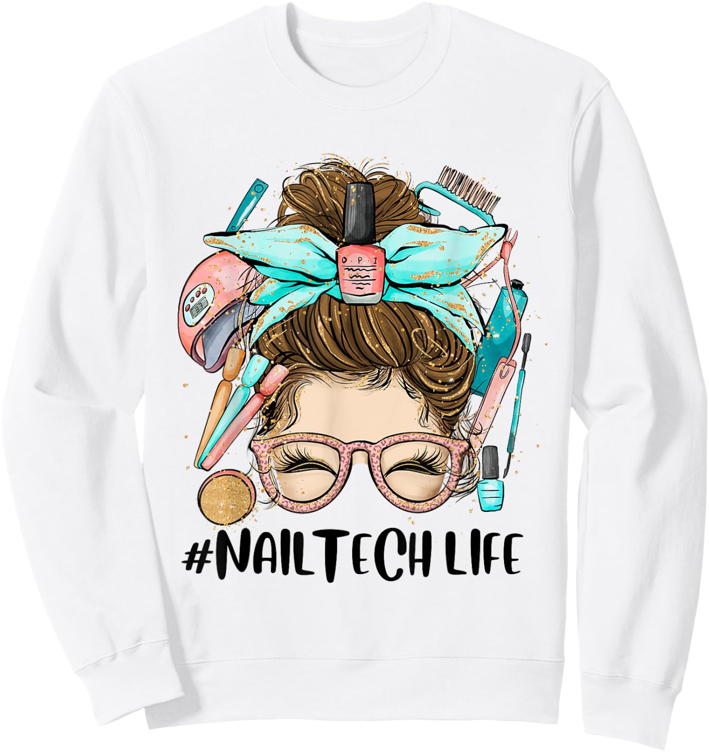 Manicurist Nail Tech Life Nail Hustler Artist Technician Sweatshirt - Sweatshirt | White