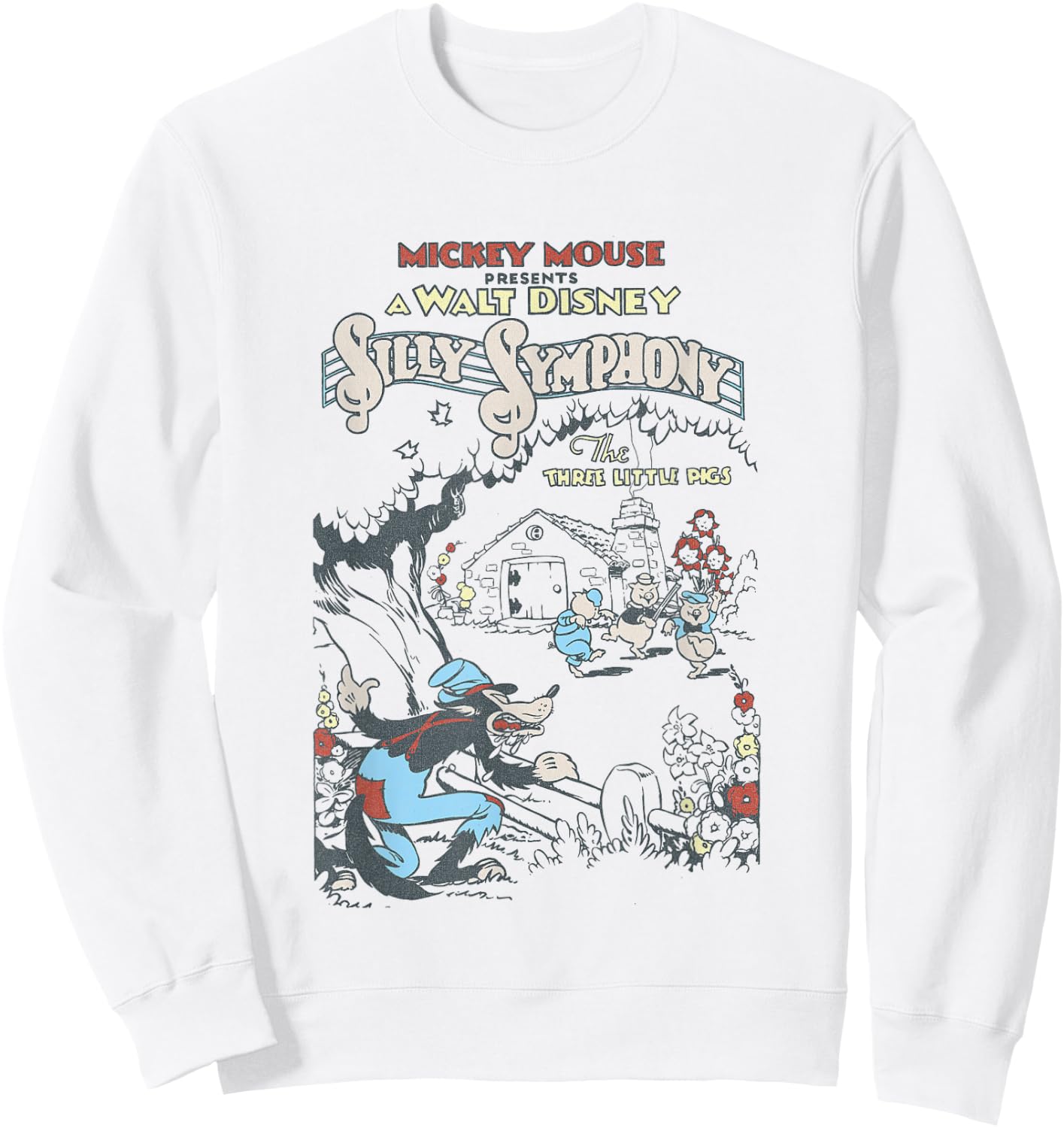 Disney Silly Symphonies Present The Three Little Pigs Retro Sweatshirt - Sweatshirt | White