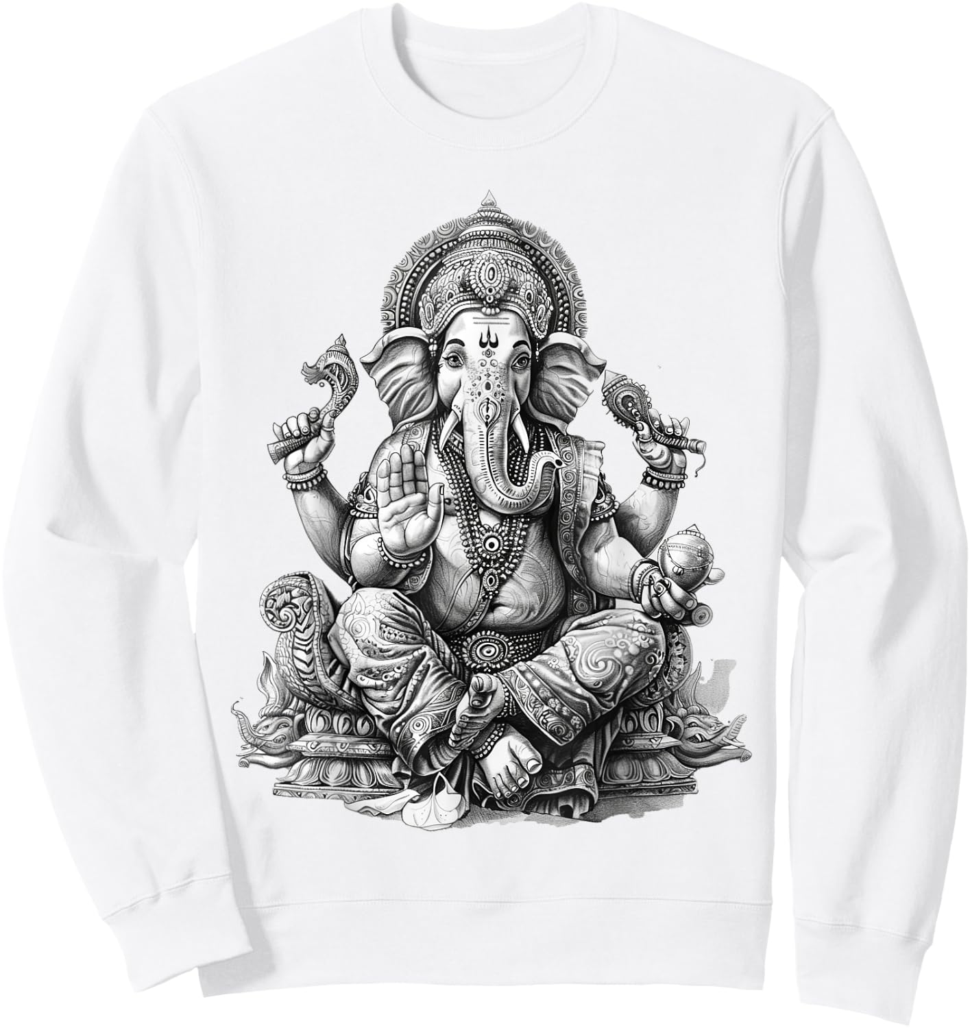 Ganesh spiritual hindu god elephant yoga meditation Sweatshirt - Sweatshirt | White