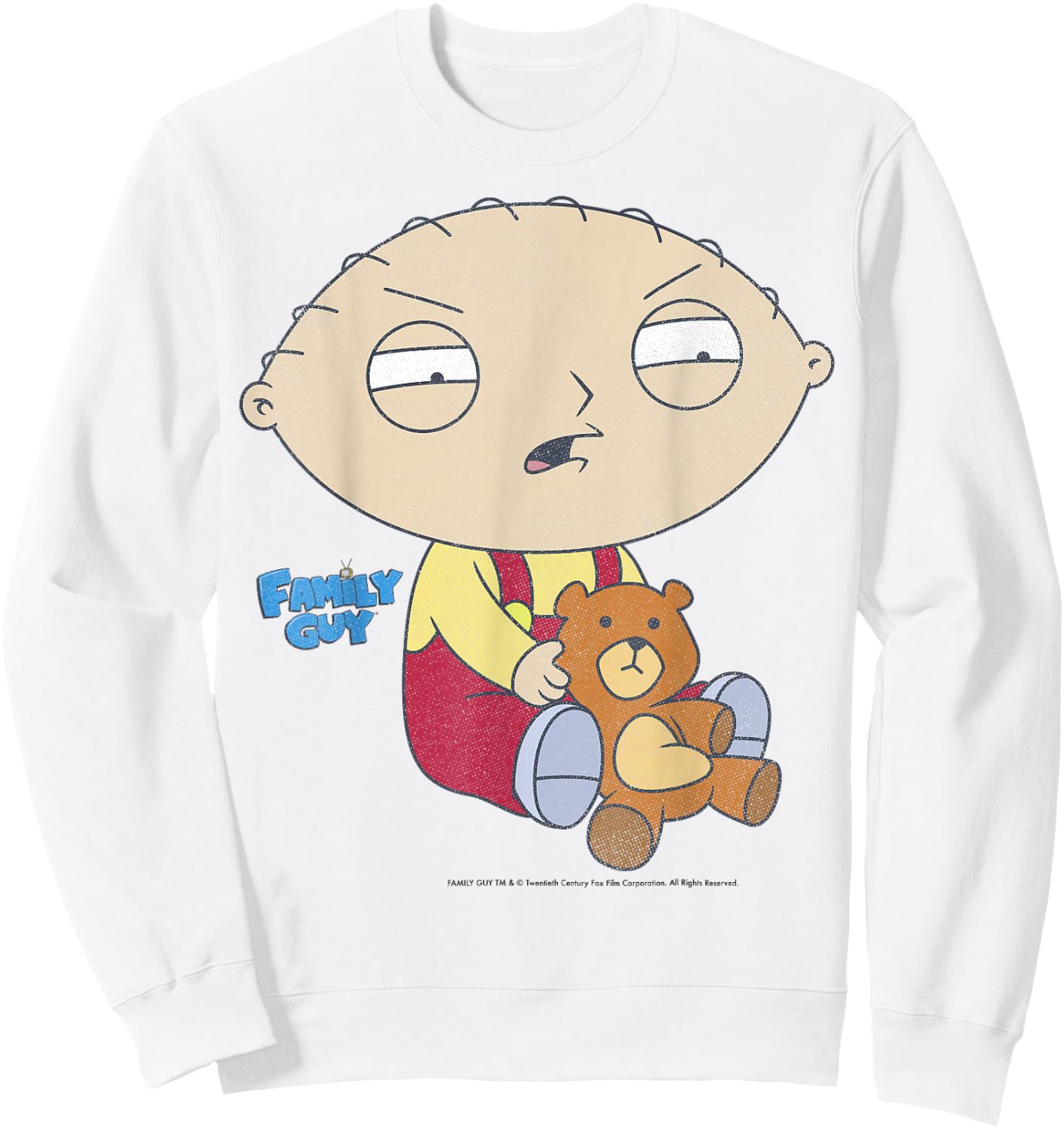 Family Guy Iconic Stewie Griffin Distressed Big Chest Poster Sweatshirt - Sweatshirt | White