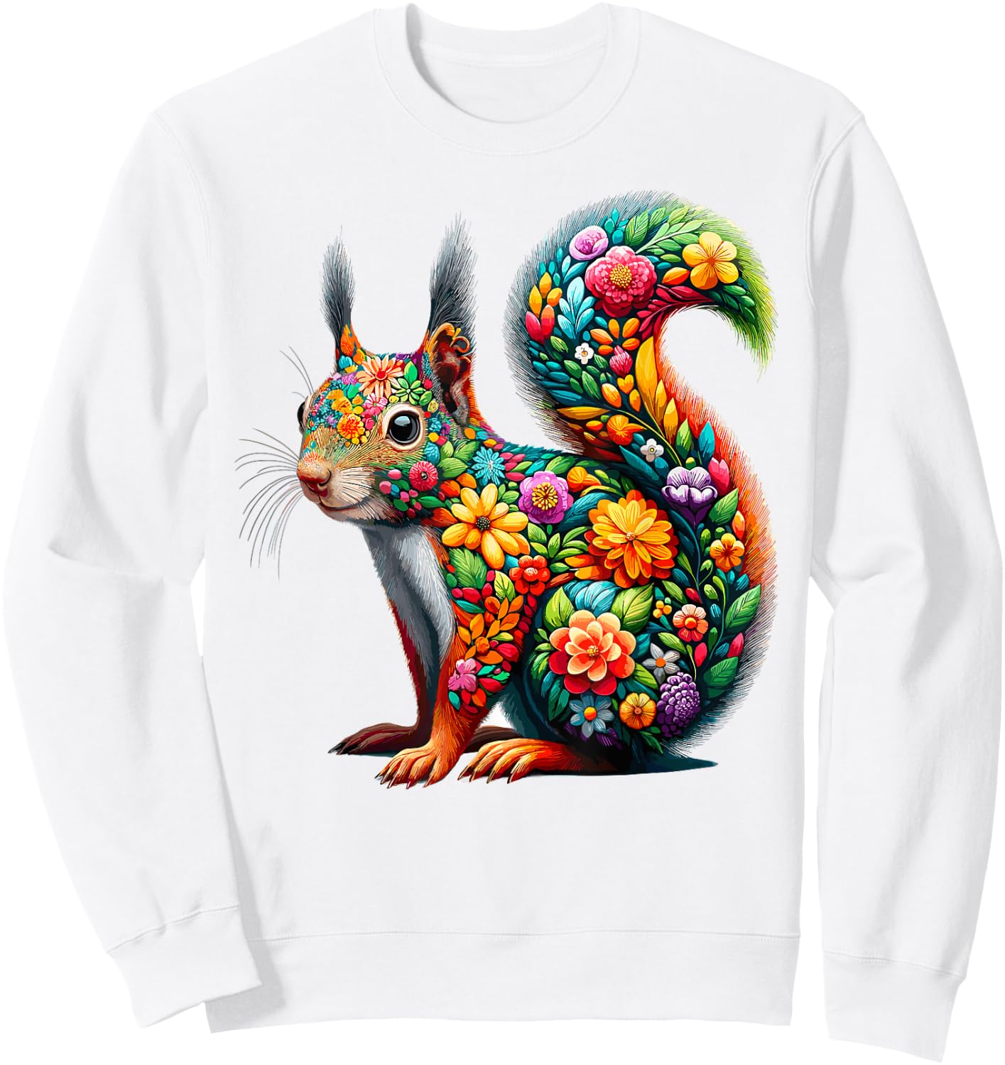 Floral Aesthetic Squirrel Lover Shirt Squirrel Sweatshirt - Sweatshirt | White