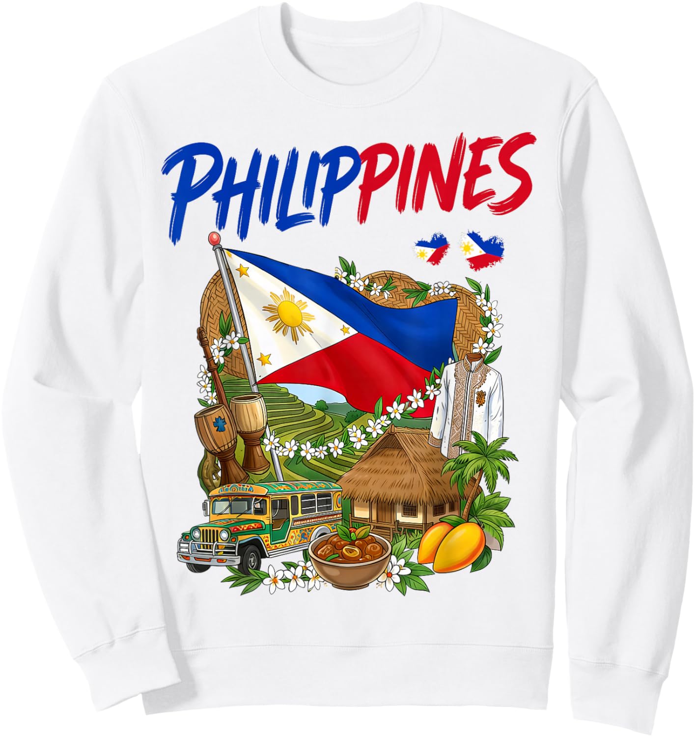 Philippines Heritage Idea for Kids Filipino Flag Themed Sweatshirt - Sweatshirt | White