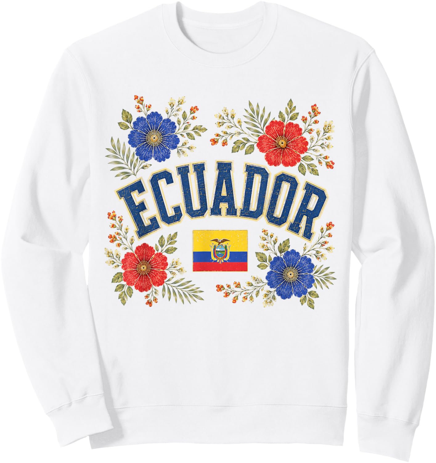 Ecuador Floral Vintage Country Pride Sweatshirt - Sweatshirt | White
