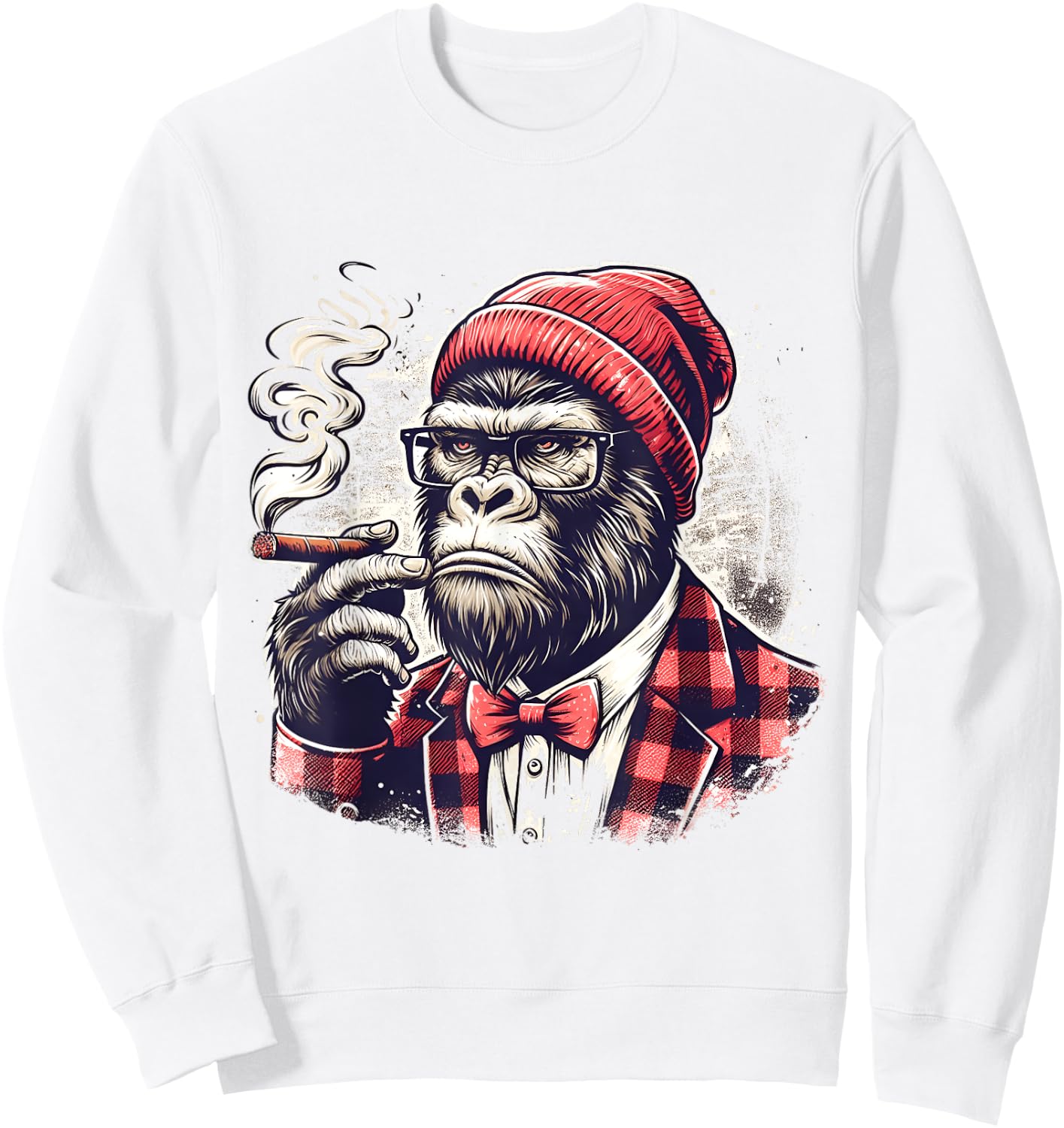 Cigar Smoking Gorilla Hipster Ape Monkey For Cigar Smokers Sweatshirt - Sweatshirt | White