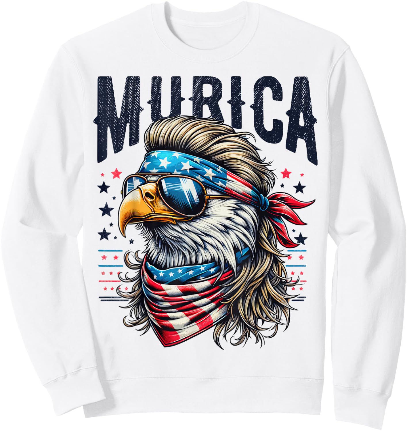 4th of July Patriotic Funny Eagle July 4th USA Murica Sweatshirt - Sweatshirt | White