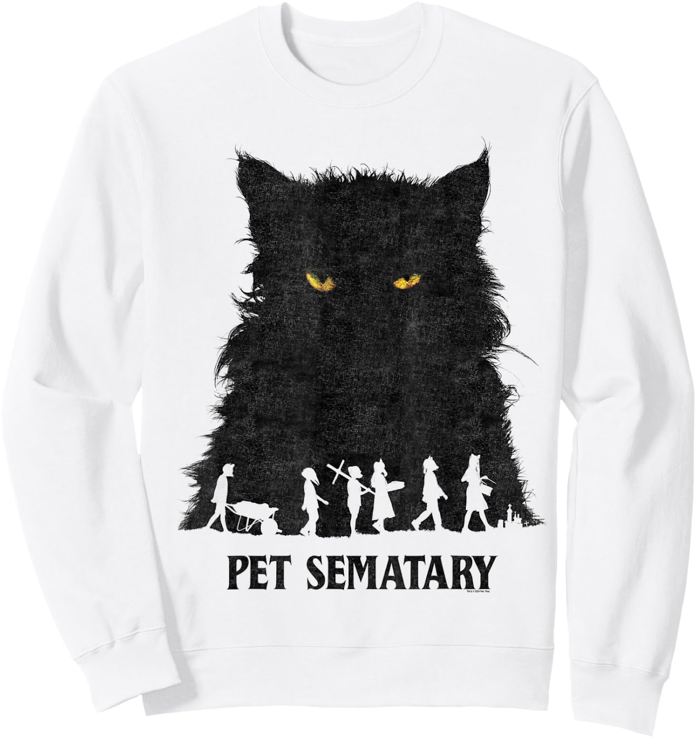 Pet Sematary Halloween Silhouettes Cat Yellow Glowing Eyes Sweatshirt - Sweatshirt | White
