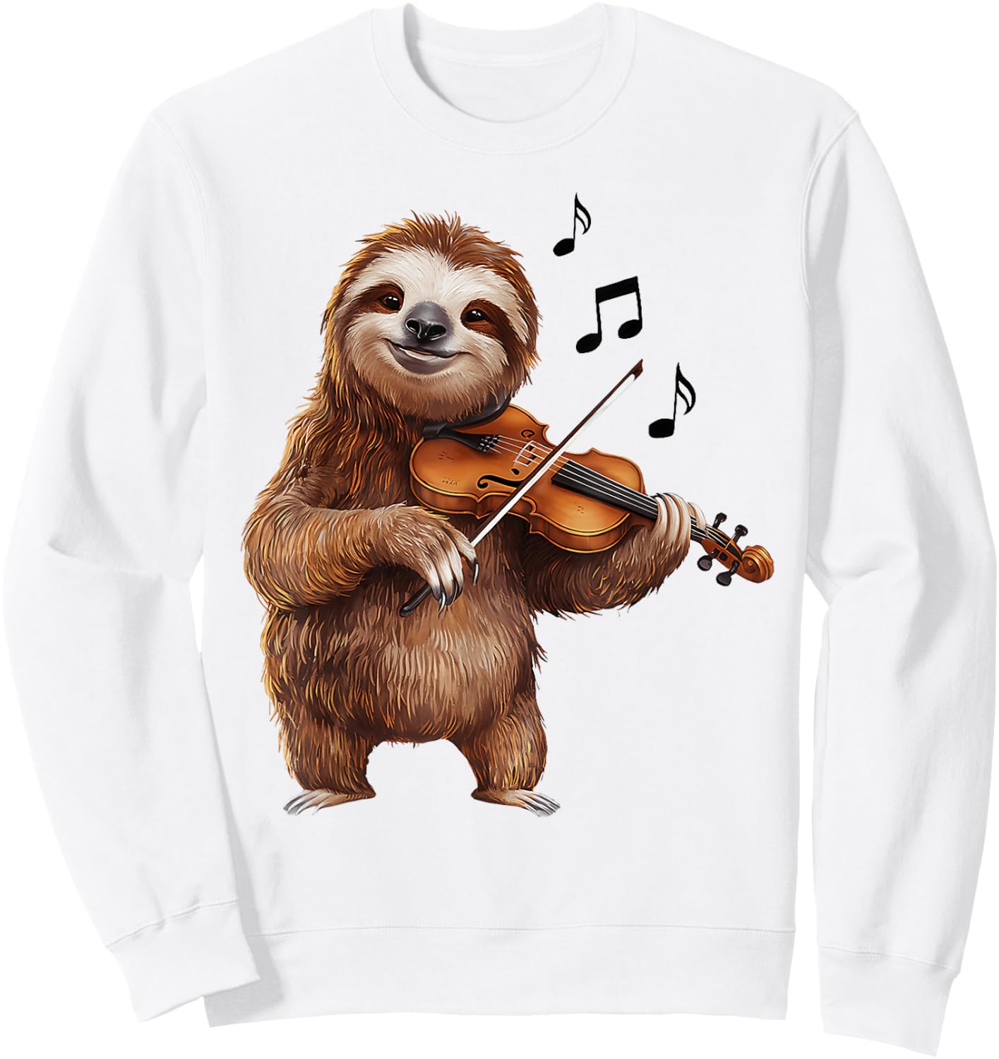 Funny Musician Violinist Cute Sloth Playing Violin Sweatshirt - Sweatshirt | White