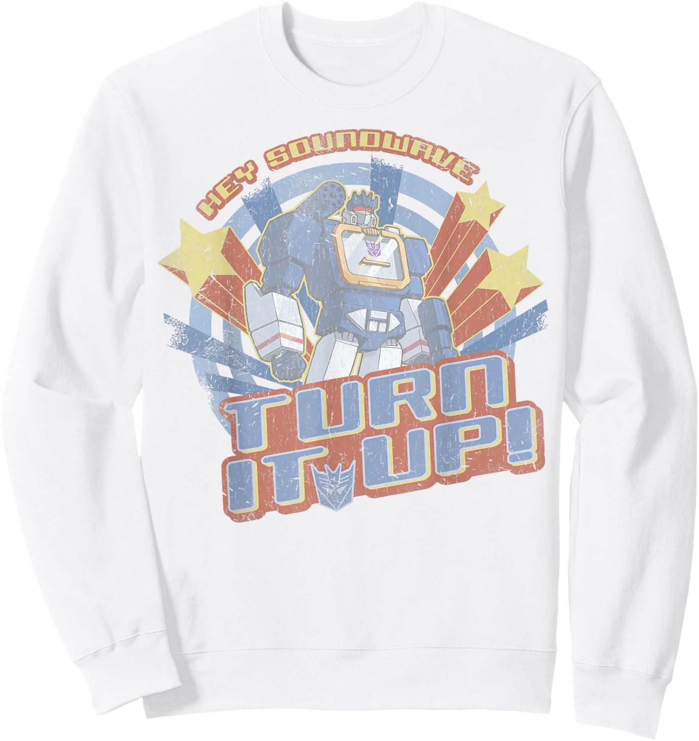 Transformers Hey Soundwave Turn It Up Classic Retro Logo Sweatshirt - Sweatshirt | White