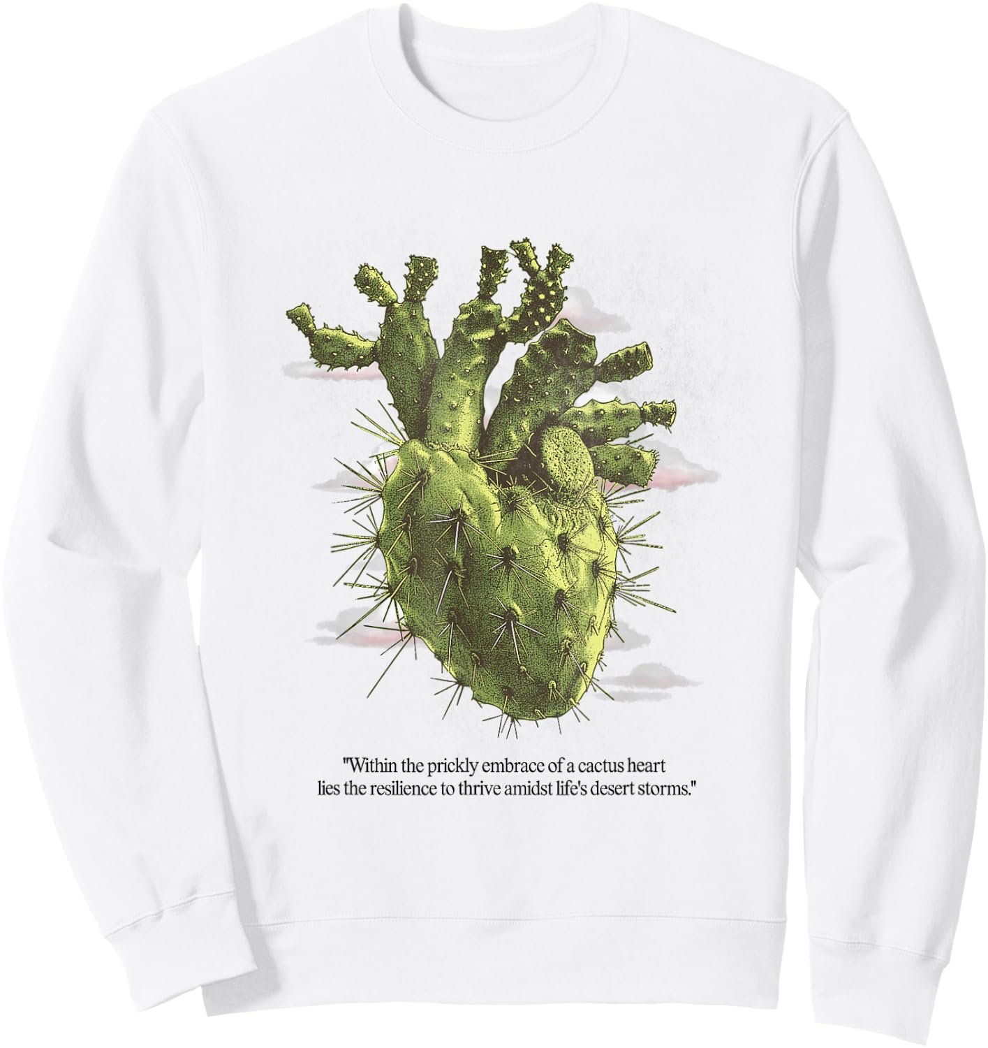 Cactus Heart Shirt Nature Desert Cactus Anatomical Heart Sweatshirt - Sweatshirt | White