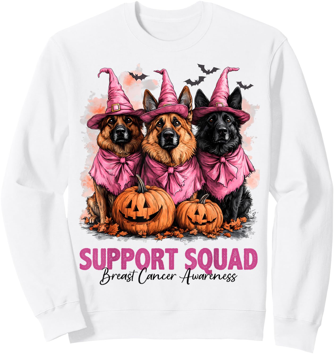 In October We Wear Pink German Shepherd Breast Cancer Gifts Sweatshirt - Sweatshirt | White