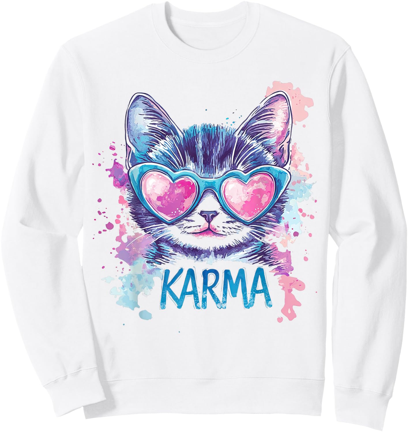 Vintage Cat Karma lovers For Teens Girls Women Men Sweatshirt - Sweatshirt | White