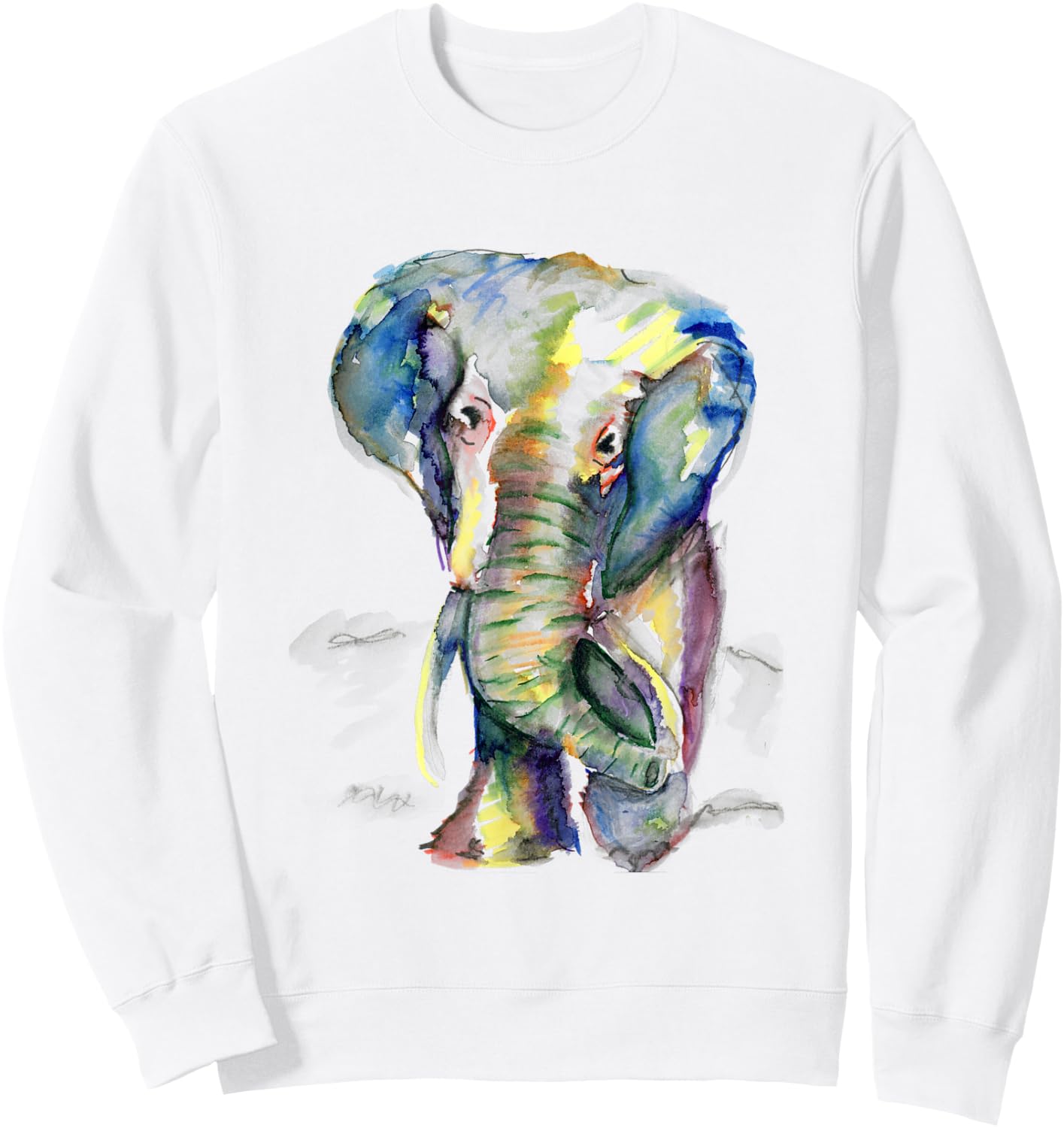 Elephant Lover Animal White Colorful Painting Gift Sweatshirt - Sweatshirt | White