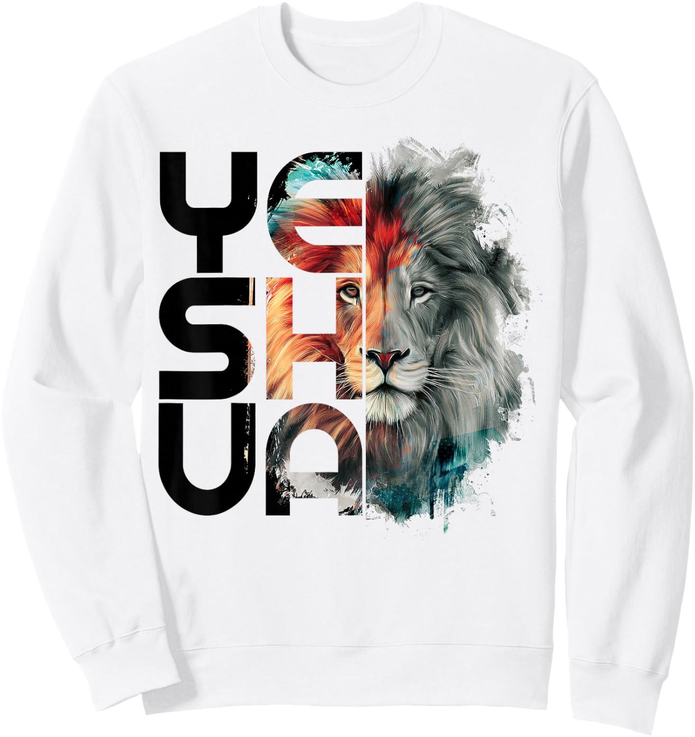Lion And Yeshua Christian Sweatshirt - Sweatshirt | White