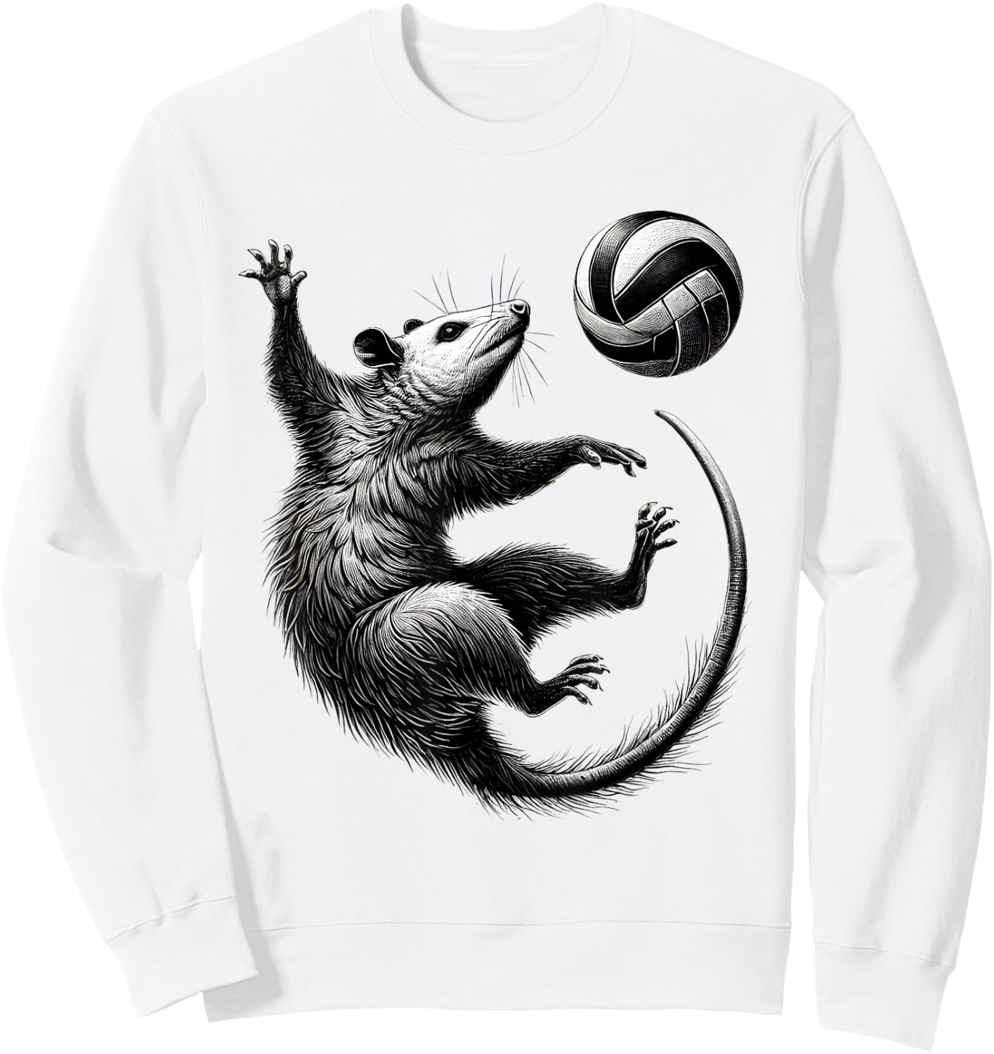 Vintage Possum Playing Volleyball Opossum Volleyball Player Sweatshirt - Sweatshirt | White