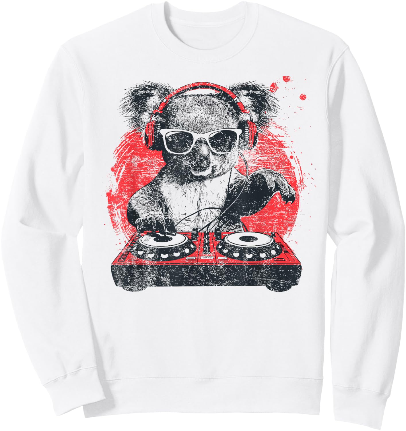Funny Retro Cool House DJ Koala Animal Disco Headphone Tech Sweatshirt - Sweatshirt | White