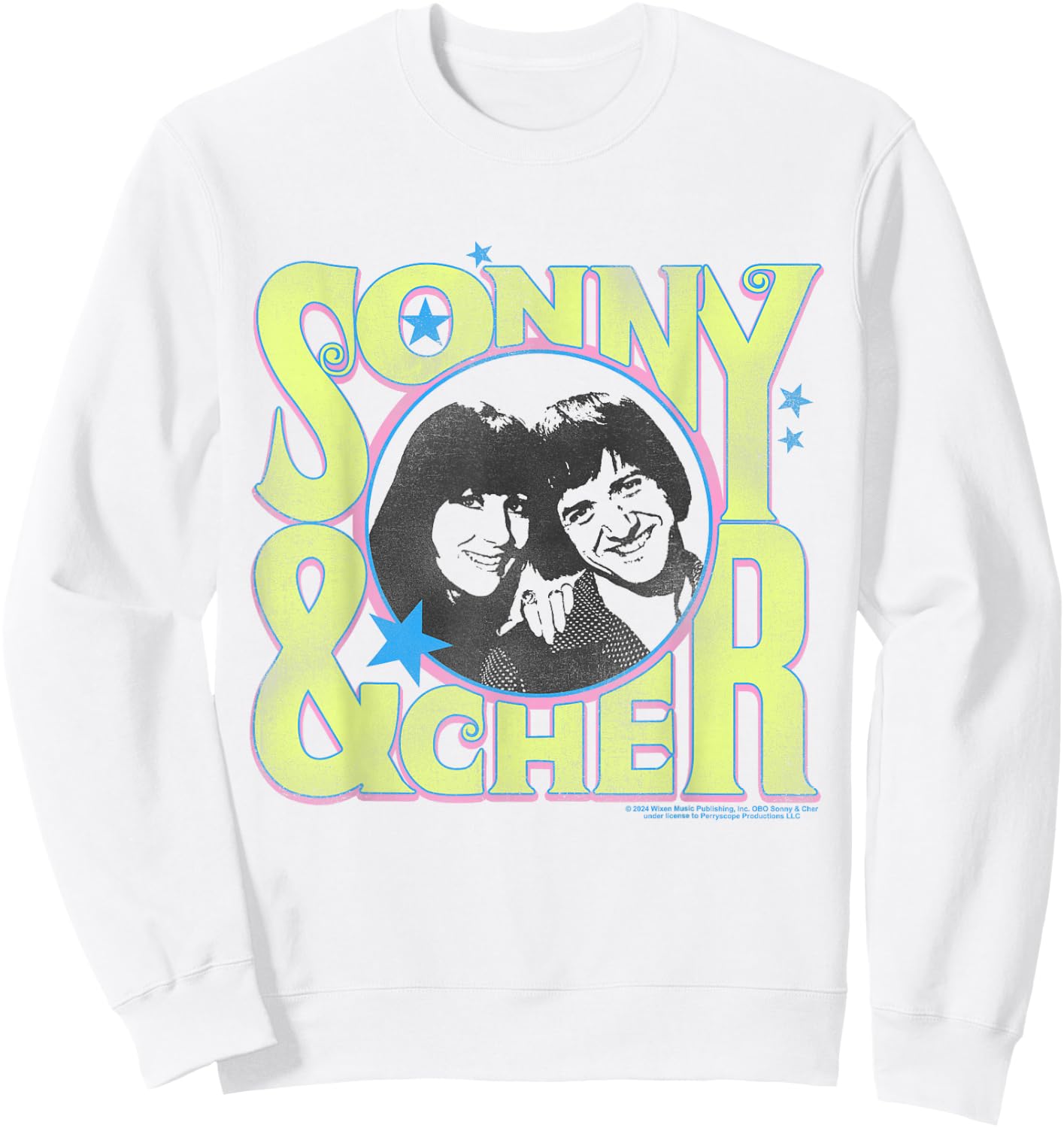 Popfunk Sonny and Cher Retro Circle Logo , Small, Grey Sweatshirt - Sweatshirt | White