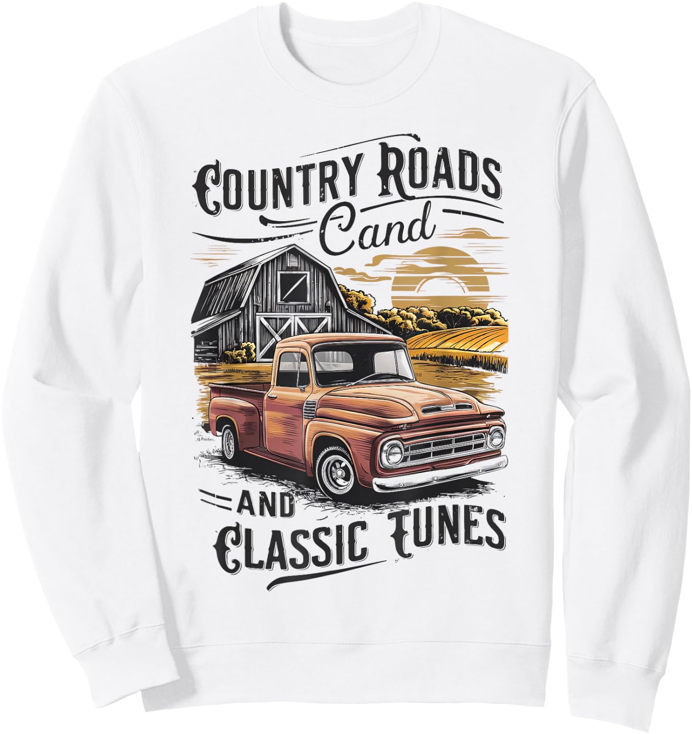 Country Roads and Classic Tunes Sweatshirt - Sweatshirt | White
