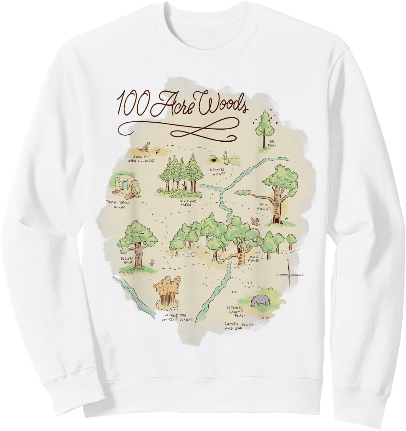Disney Winnie The Pooh 100 Acre Woods Map Sweatshirt - Sweatshirt | White