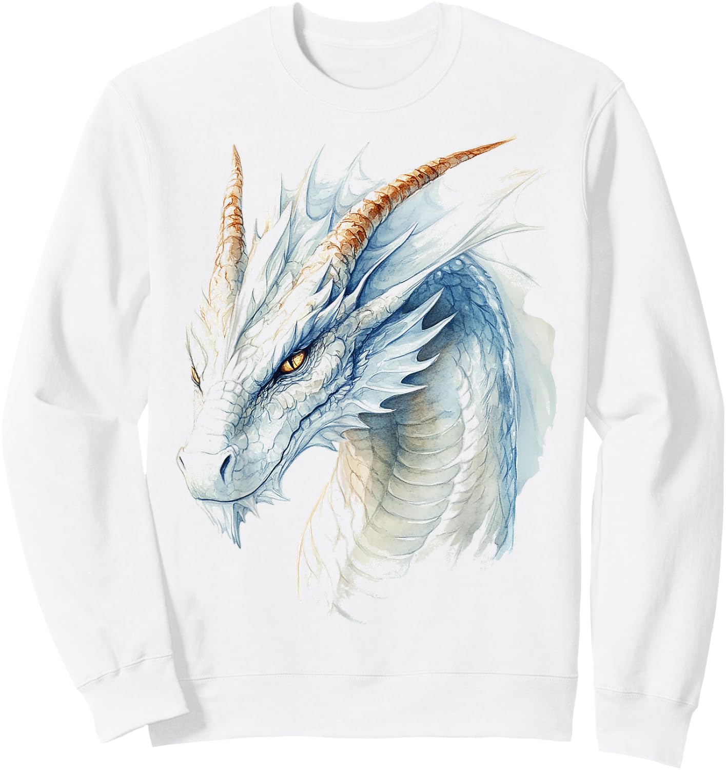 White Dragon Motif Mythical Illustration White Dragon Sweatshirt - Sweatshirt | White
